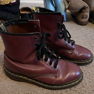 Maroon Dr Martens Boots
